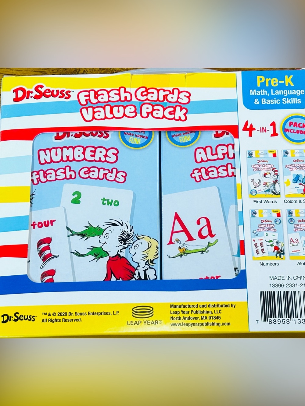 Dr. Seuss Flash Cards Se 4 Boxes Pre-K 1st Words Colors Shapes Alphabet Numbers